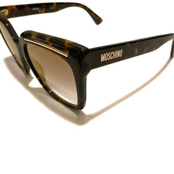 MOSCHINO Brown Tortoise Gold Butterfly Sunglasses NWT - Picture 2 of 13